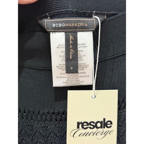BCBGMaxazria Pull On Open Knit High Waisted Mini Skirt Black Women's Size Small - Picture 3 of 4